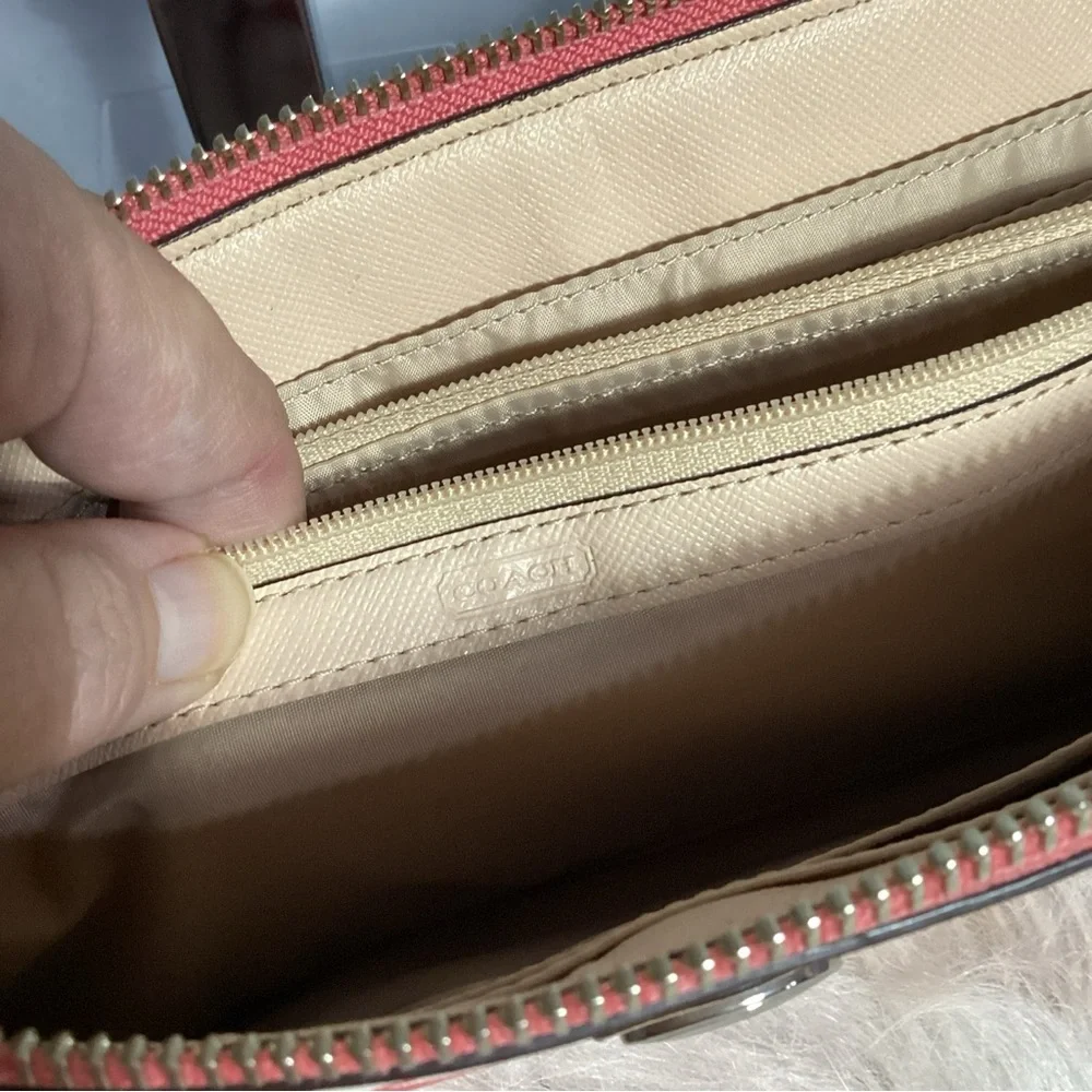 XL Coach Coated Canvas Sig C Wristlet Clutch Bag Phone Ready EUC
